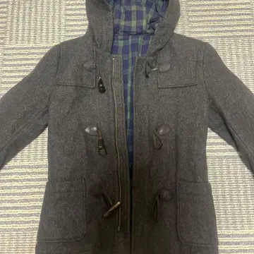 JULIUS 그레이 더플 코트 후드 부착