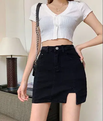 데님 스커트 이너 팬츠 포함 스커트 팬츠 하이웨스트 미니 스커트