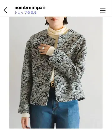 페이즐리 무늬 노카라 자켓 22,000엔