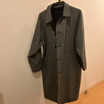 울 혼방 스텐카라 코트 그레이 블랙