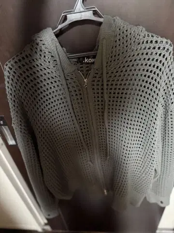 메쉬 후드티 그레이