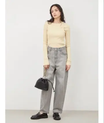 미라 오웬 하이웨스트 테이퍼드 데님 팬츠