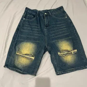 데미지 가공 다크 블루 숏팬츠