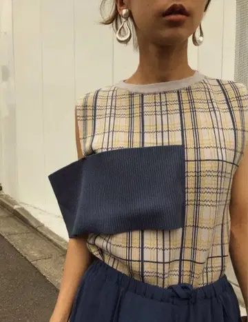 새상품급 아메리빈티지 check knit tank 체크 니트 탱크