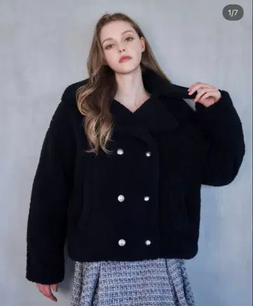 Riu 테디 보아 코트 블랙