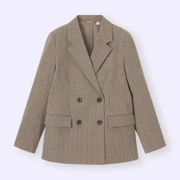 더블 브레스트 체크 자켓