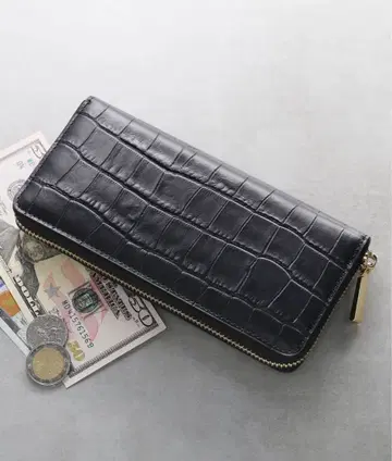 네이비 크로커다일 패턴 장지갑