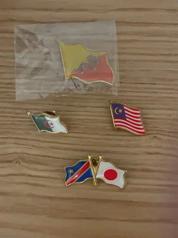 오사카 간사이 엑스포 국기 핀 배지 세트 4개