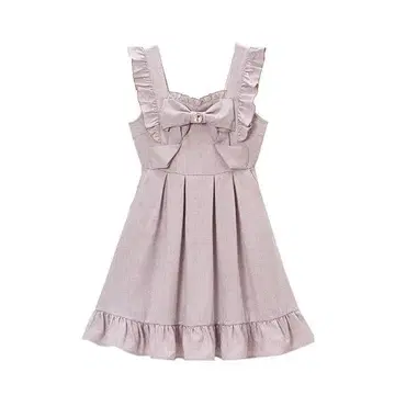 빅 리본 프릴 비쥬 버튼 점프 스커트 라벤더