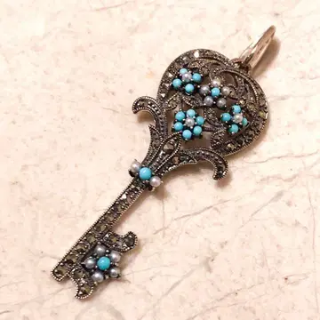 미사용 ROKUZAN 터콰이즈 럭키 참 펜던트 탑