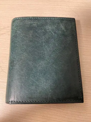 그린 가죽 이단 접이식 지갑