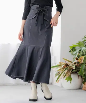 mysty woman 코르셋 set 머메이드 스커트 차콜