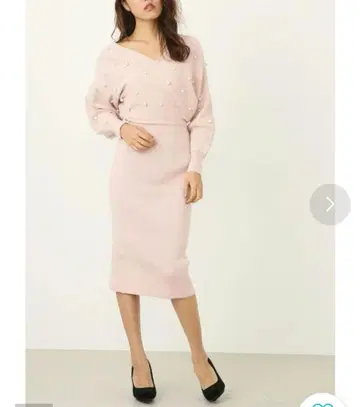 택 포함 미사용 새상품 리엔다 모조 진주 돌먼 니트 원피스