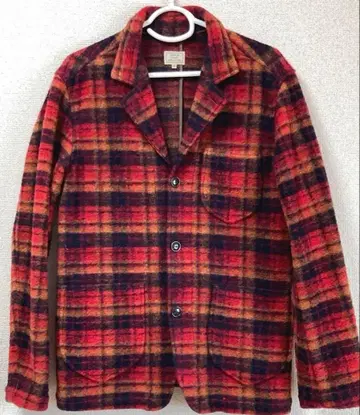 그린 라벨 릴랙싱 경량 울 자켓 빨간색 계열 체크 M 사이즈