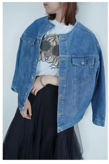 baybee 노카라 데님 자켓