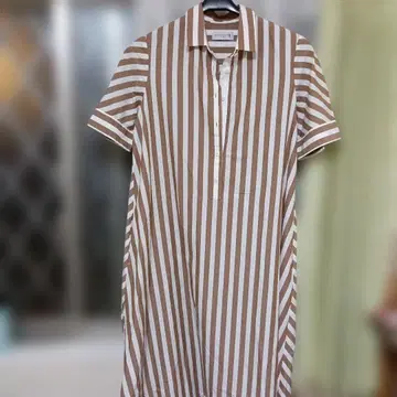 MACKINTOSH 셔츠 원피스 반팔 브라운/화이트