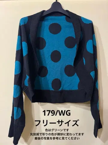 179/WG 그린과 블랙 도트 무늬 가디건 프리 사이즈