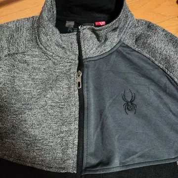 거미 자수 집업 자켓 그레이