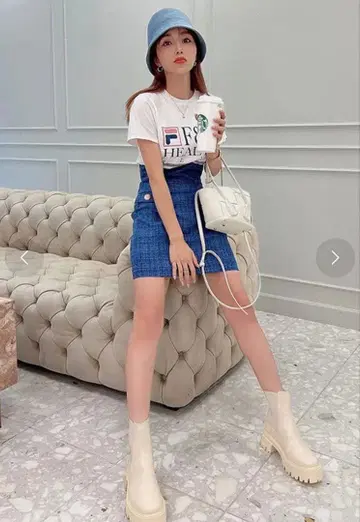 eimy istoire 하이웨스트 트위드 미니 스커트