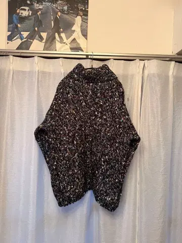 멀티 컬러 터틀넥 니트 구제 의류 핸드메이드