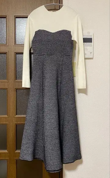 프로포션 바디 드레싱 트위드 도킹 니트 콤비 원피스 S