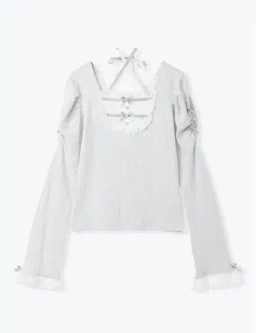 노에미 아가씨 백 레이스업 플레어 슬리브 티셔츠 색스