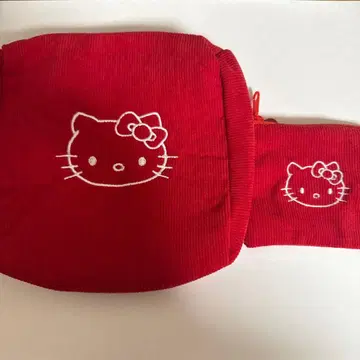 한국 다이소 헬로키티 코듀로이 파우치 2종 세트