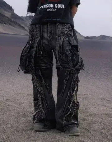 PERSONSOUL Structured Pants 와이드 팬츠 청바지