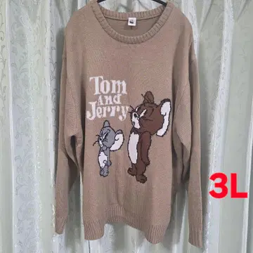 톰과 제리 베이지 남성용 니트 빅 사이즈 3L