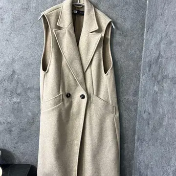 ZARA 베이지 더블 버튼 롱 베스트