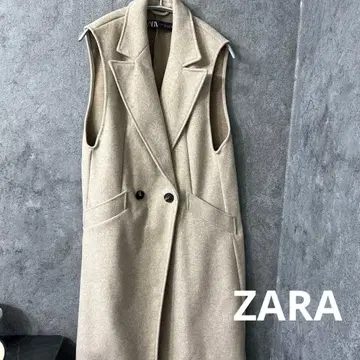 ZARA 베이지 더블 버튼 롱 베스트