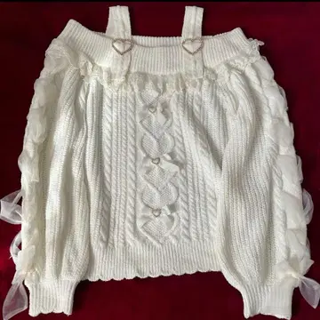 LIZLISA 리즈리사 레이스업 슬리브 오프숄더 니트