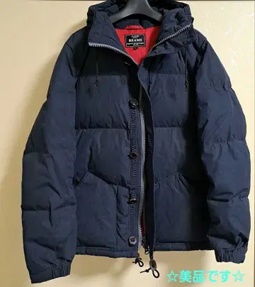 BEAMS 빔즈 다운 L 다크 네이비 레드