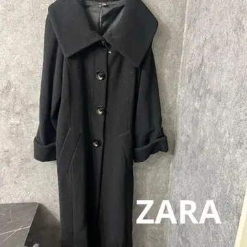 ZARA 빅 버튼 롱 코트 블랙