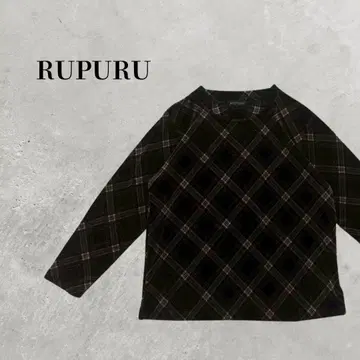 RUPURU 긴팔 타탄 체크 패턴 상의 깔끔한 내추럴 계열