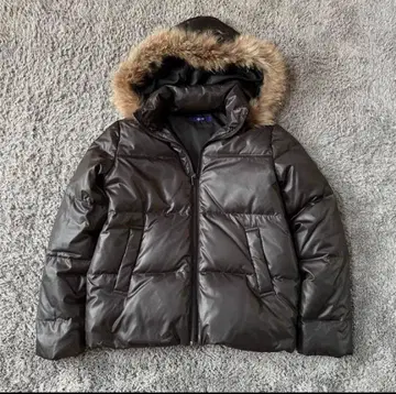 퍼 후드 블랙 다운 자켓