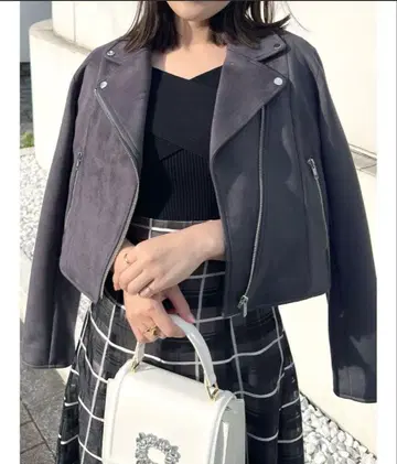 머큐리 듀오 컴팩트 페이크 스웨이드 라이더 자켓 차콜