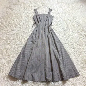 FRAY I.D 롱 원피스 맥시 길이 체크 무늬 레이스업