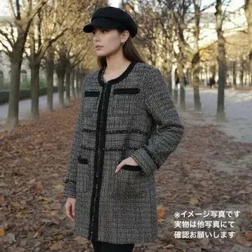 MERCURYDUO 트위드 코트 블랙 그레이