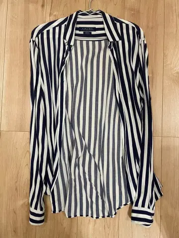 ZARA MAN 슬림핏 긴팔 셔츠 네이비와 화이트 스트라이프