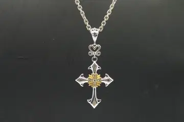 새상품급 재료 크라운 크로스 목걸이 펜던트