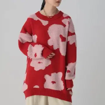 LEPSIM 6게이지 루프 자카드 꽃무늬 튜닉