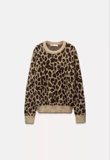 ZARA 애니멀 무늬 인조 모피 니트 스웨터