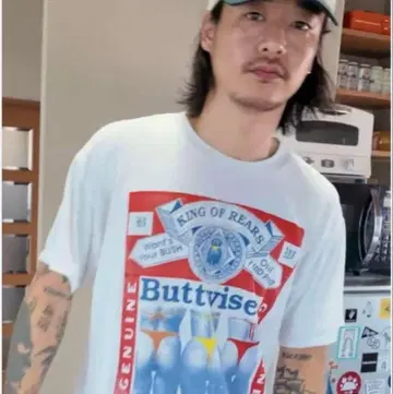 남녀 공용 버드와이저 맥주 T셔츠 양면 프린트 레트로 Buttwiser