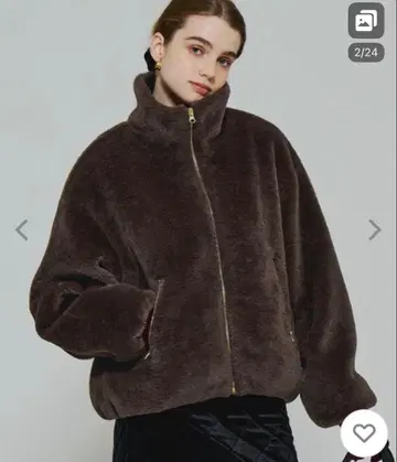 coca 블루종 아우터 인조 모피 스탠드 카라 블루종 여성용