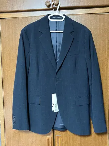 ZARA 테일러드 자켓 체크 무늬 블루 미사용 46