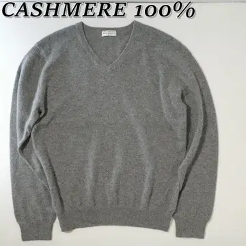 TOPVALU 100% 캐시미어 그레이 V넥 스웨터 L