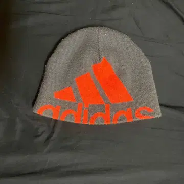 adidas 니트 모자 그레이/오렌지 M