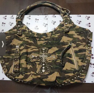 카모 패턴 스터드 핸드백 y2k