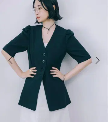 BABYLONE 야나기바시 유이 5부 소매 퍼프 슬리브 자켓